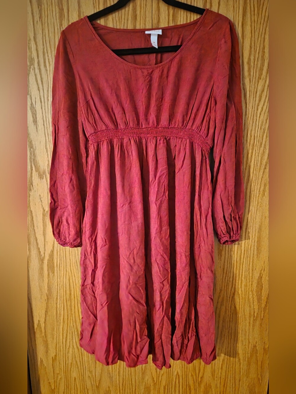 Red Maternity Dress With Bell Sleeves